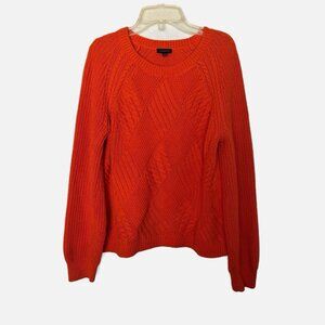 Talbots Orange Diamond Cable Knit Sweater Womens Size Medium